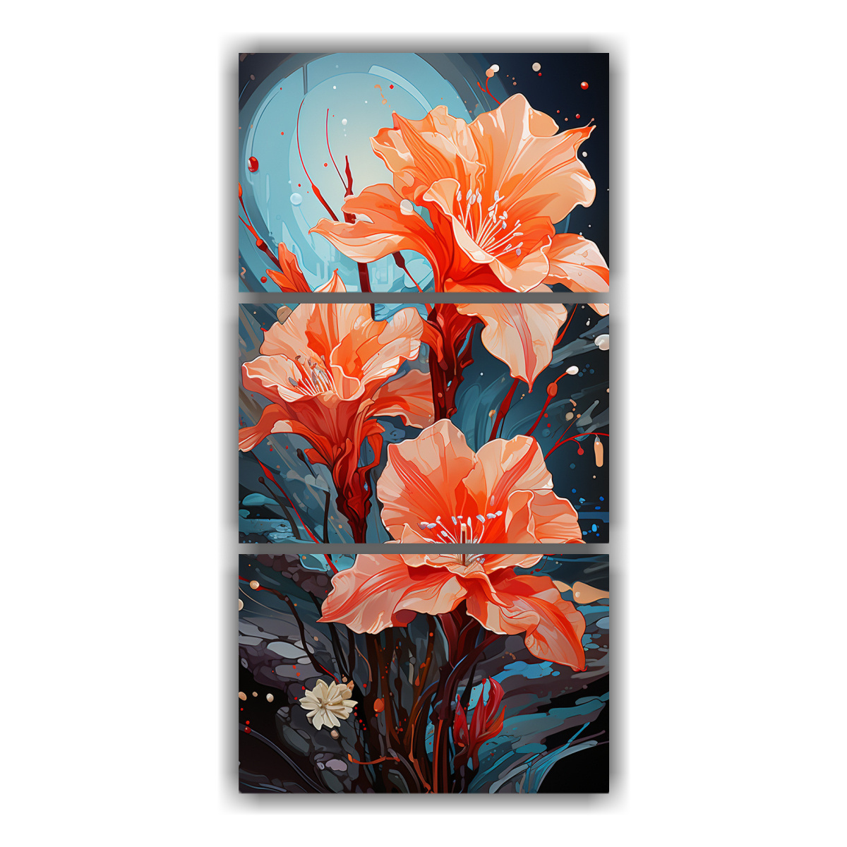 cuadros-movimiento-motivo-flores-narcisos-rojos-ambiente-neonoir