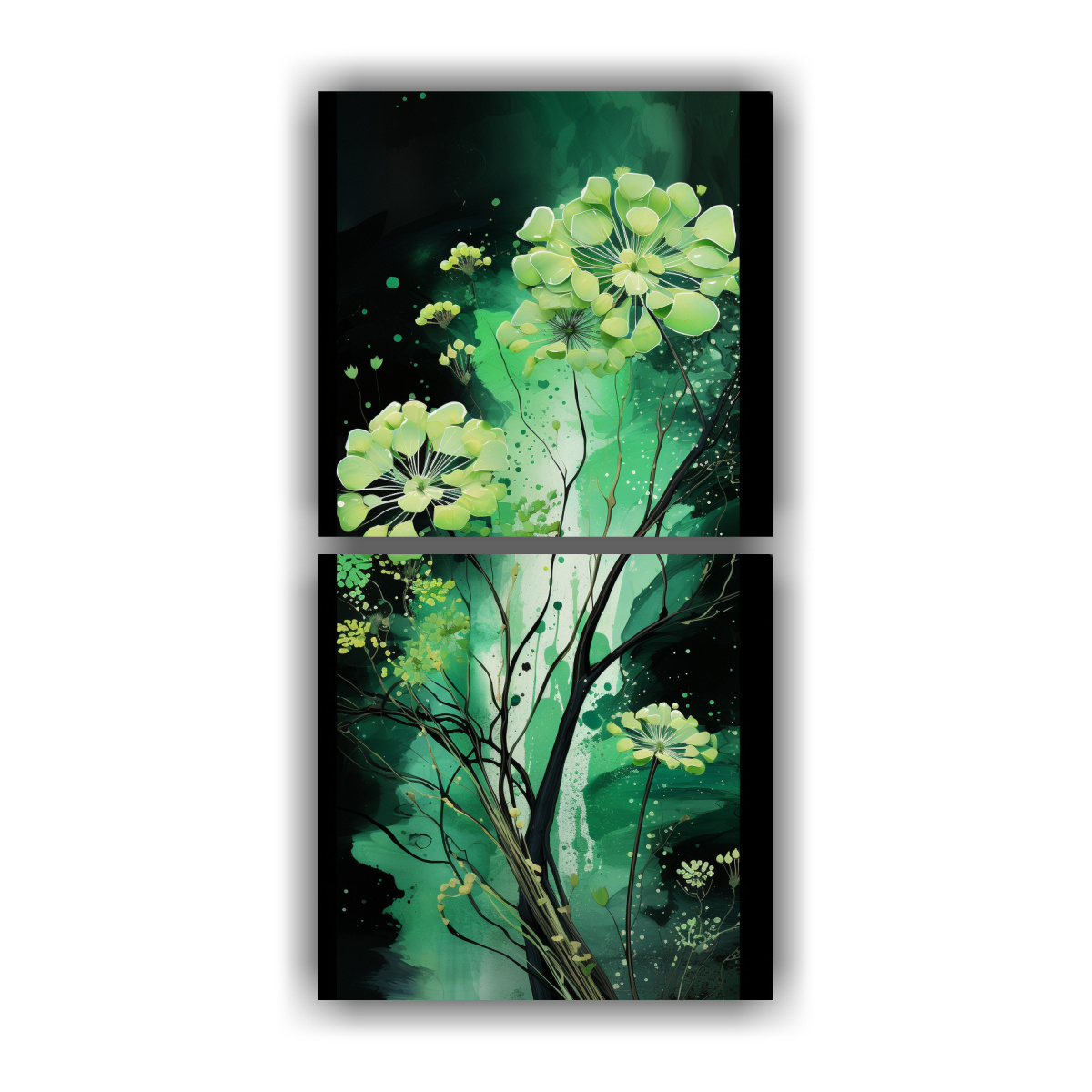 cuadros-patron-intenso-para-cuarto-a-kauri-tree-en-verde-y-negro-atmosfera-neonoir