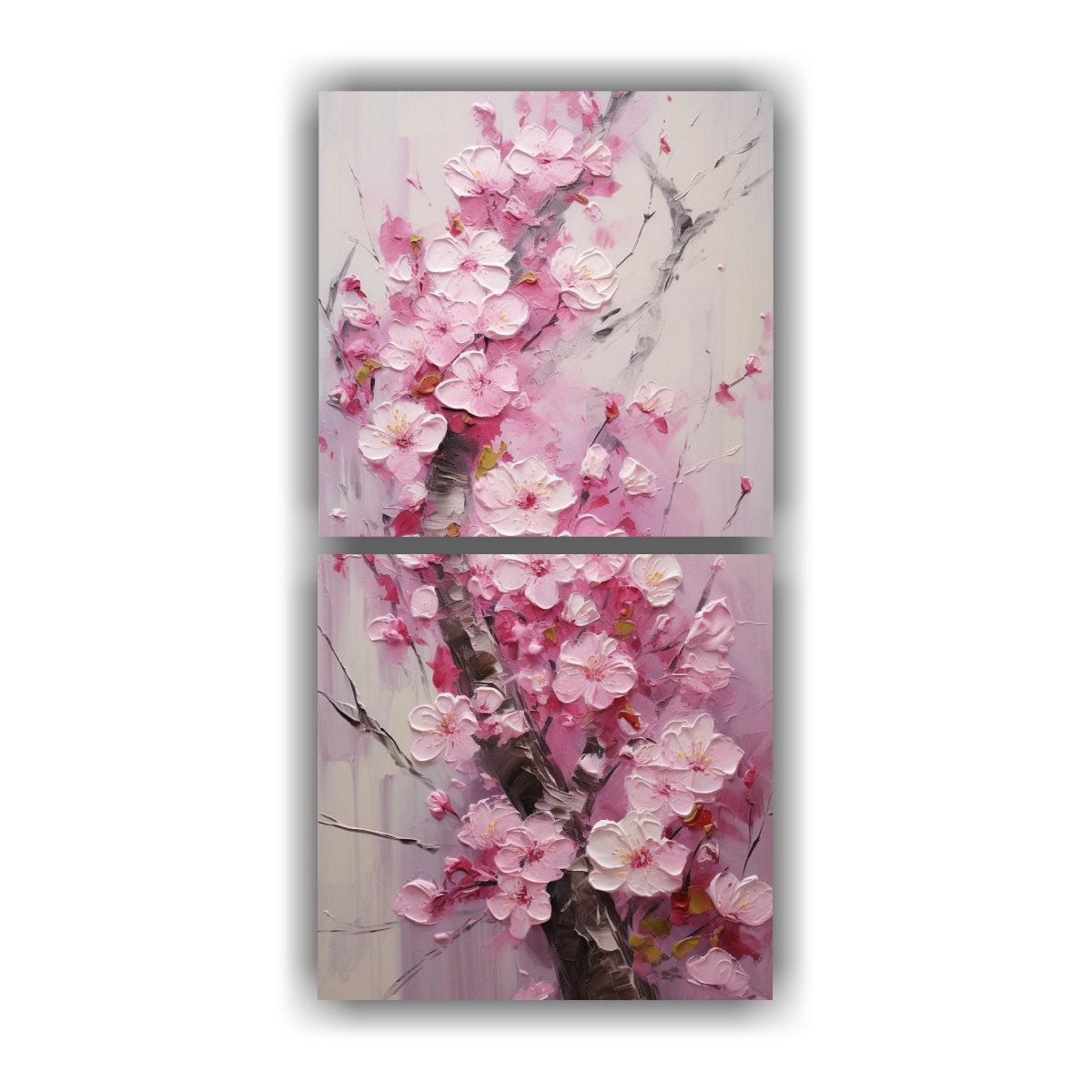 Cuadros Rectangulares Coloridos De Flores De Cerezo En Lienzo - DecoCuadros