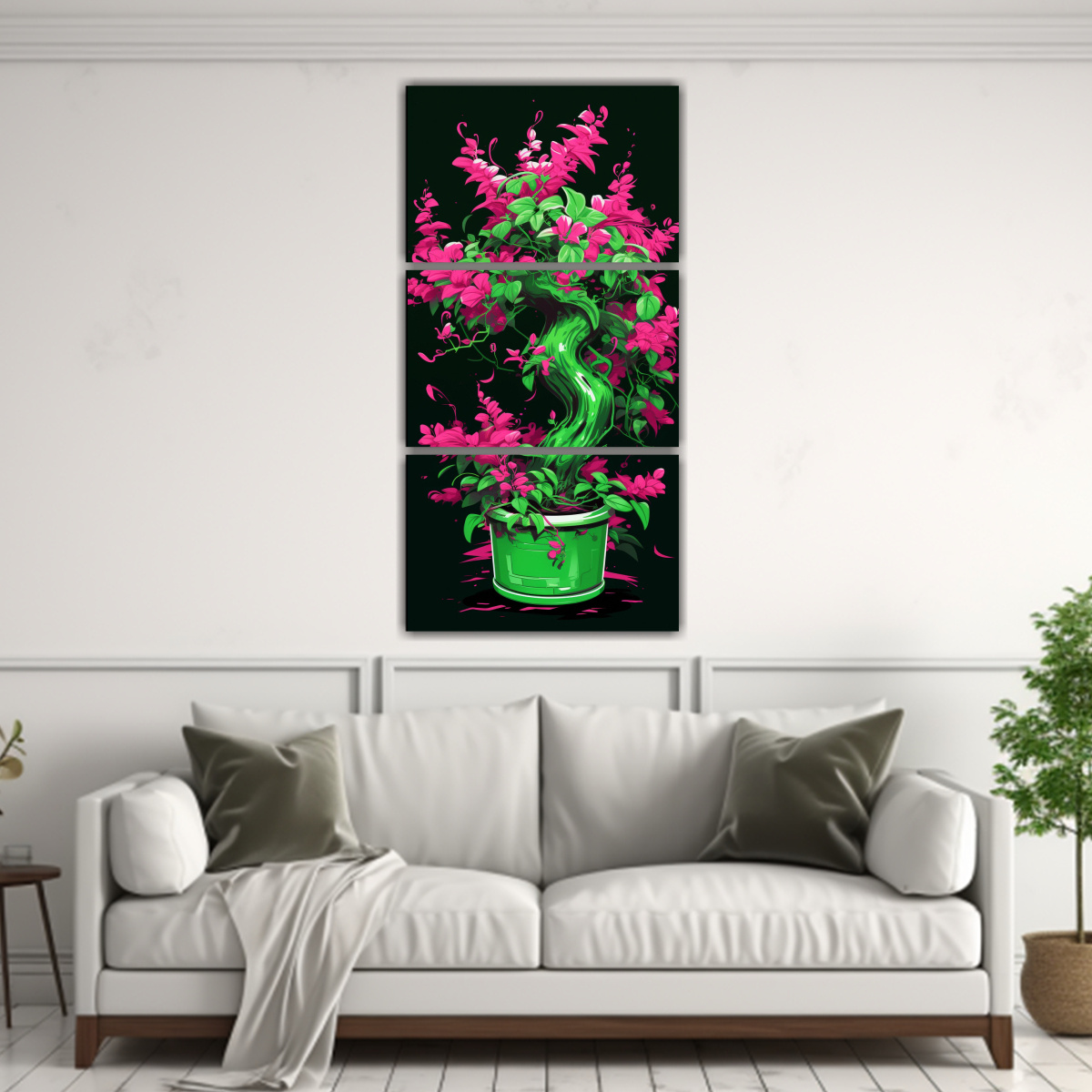 cuadros-tela-expresi-n-adorno-bougainvillea-bons-i-verde-y-rosa-neo-1