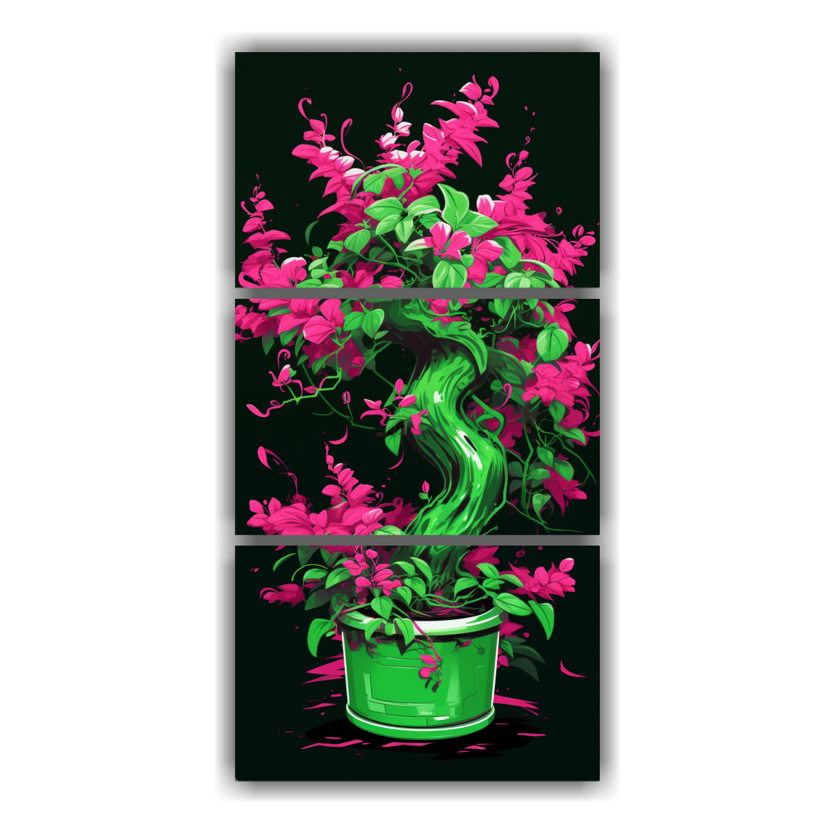 cuadros-tela-expresi-n-adorno-bougainvillea-bons-i-verde-y-rosa-neo