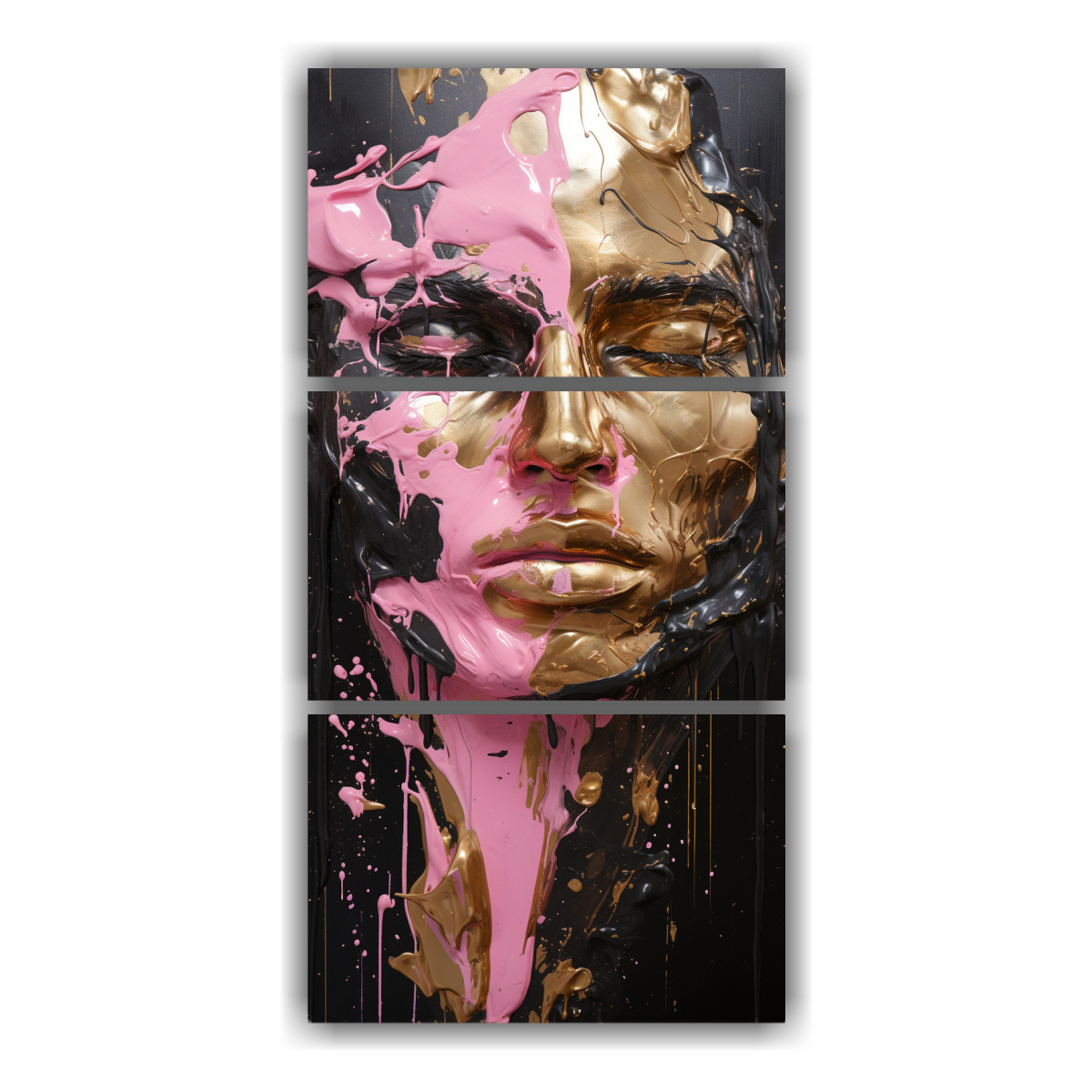 cuadros-vintage-con-contornos-faciales-y-salpicaduras-de-oro-y-rosa