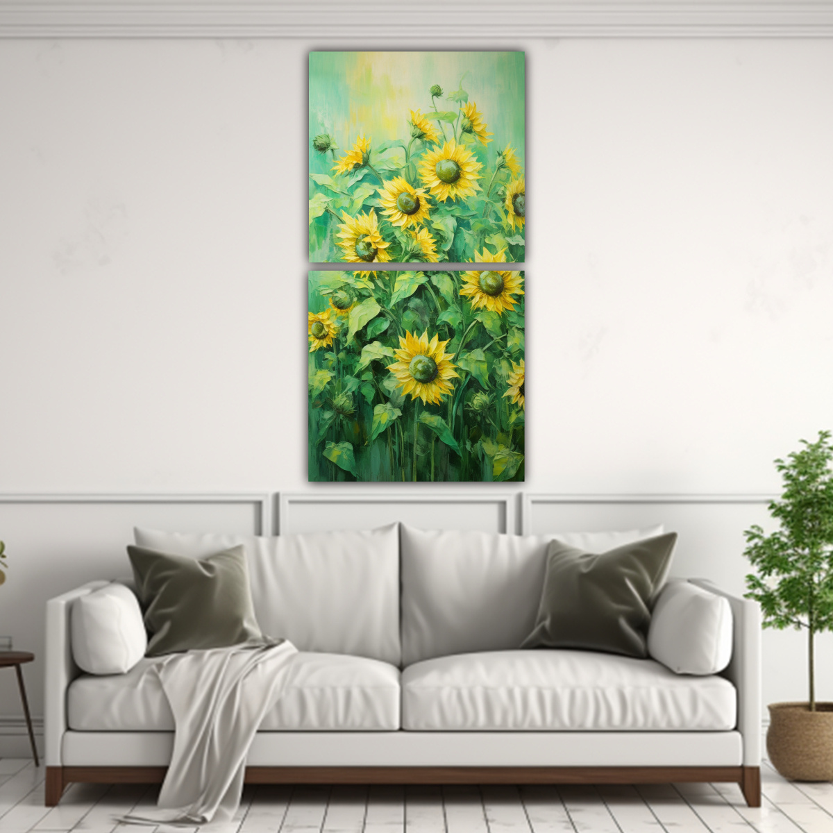 dibujo-arte-gr-fico-de-girasoles-verdes-en-lienzo-estilo-1