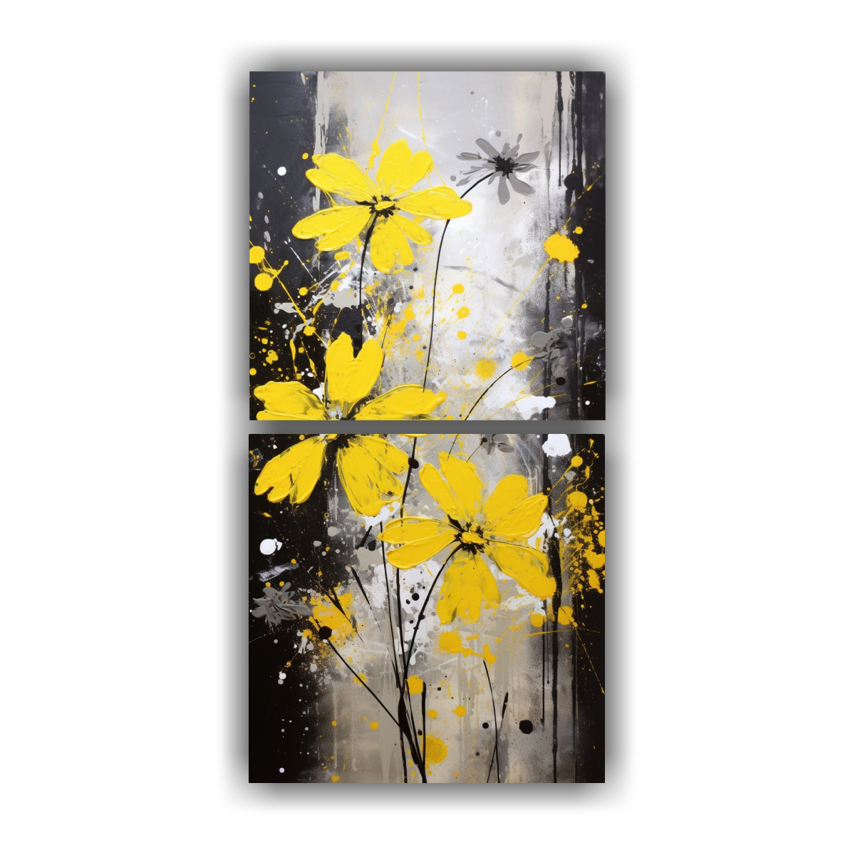 diptico-espectacular-de-flores-amarillas-y-negras-en-lienzo