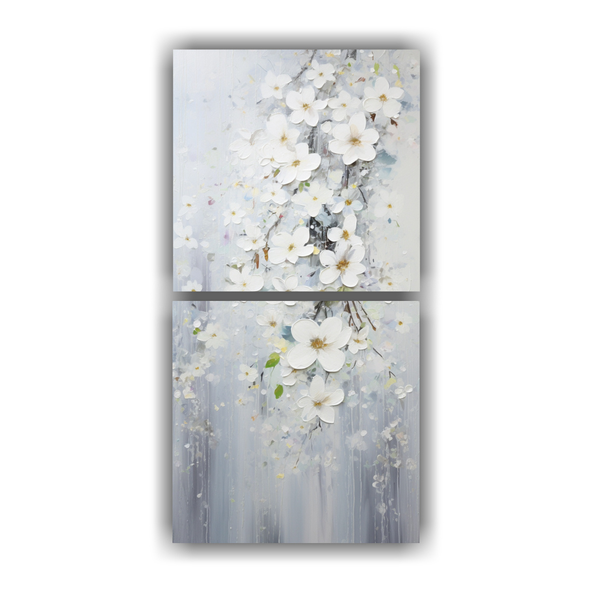 dos-artes-de-pared-conceptual-brillante-pintura-acr-lica-continua-en-blanco