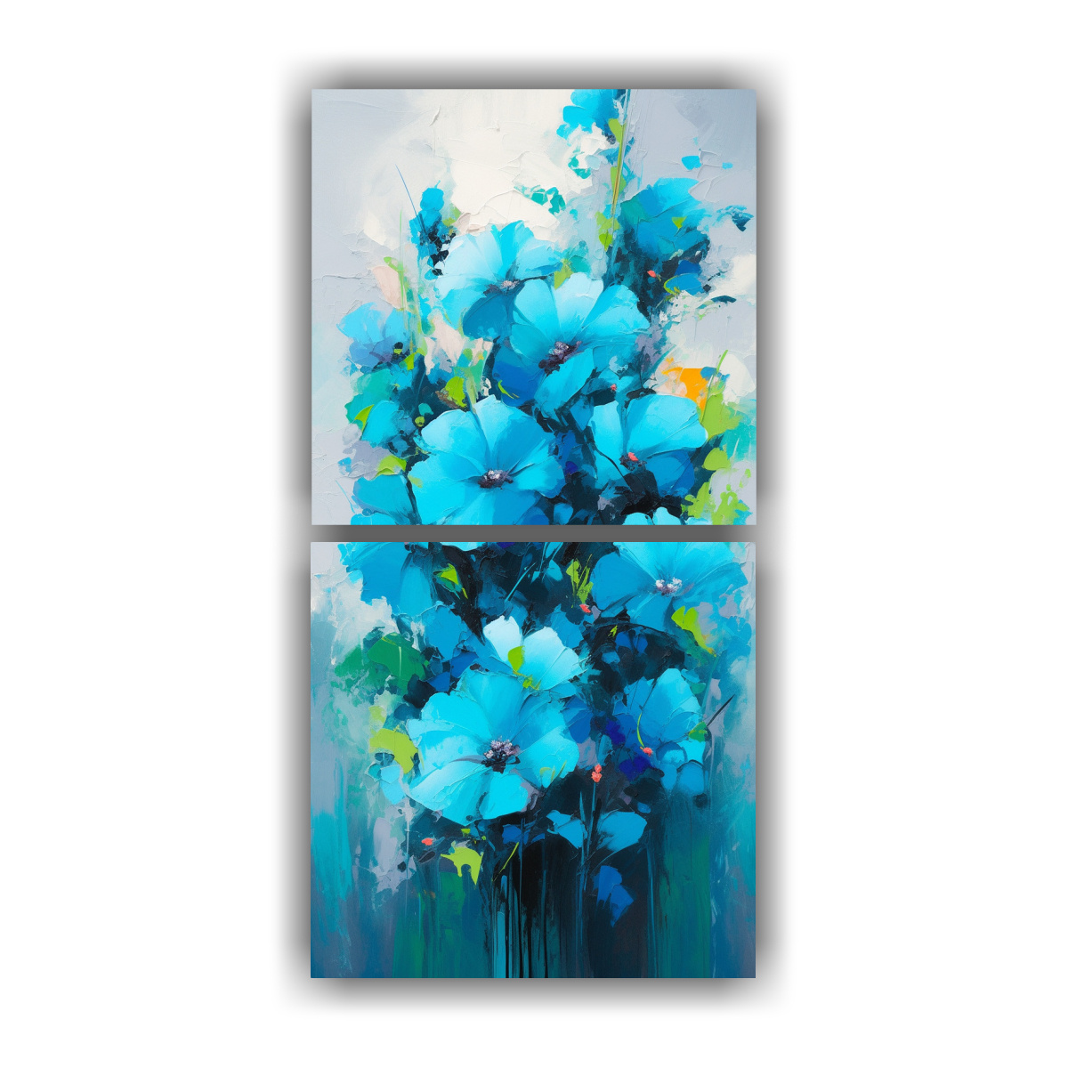 dos-cuadroes-de-arte-de-pared-en-bastidor-de-madera-en-colores-turquesa-y-azul-con-flores-en-lienzo