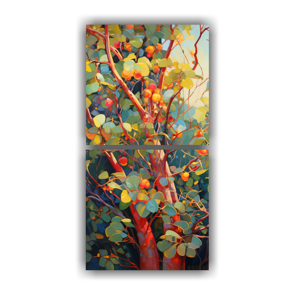 dos-cuadros-dise-o-multicolor-de-un-rbol-de-eucalipto-pintura-abstracta-detallada-en-estilo-leo