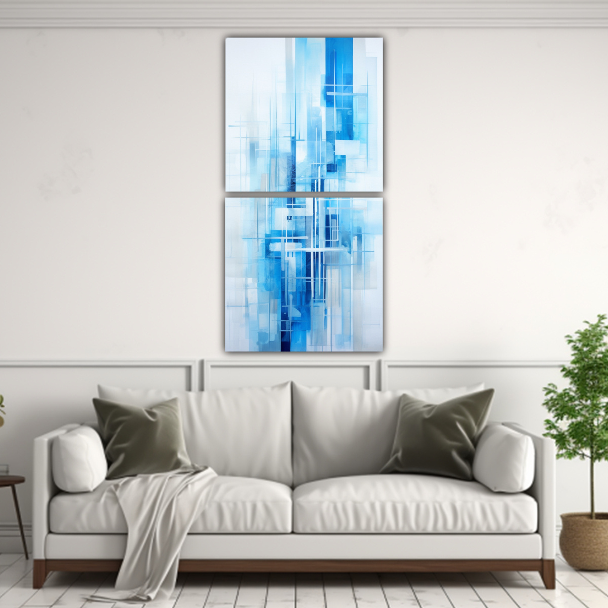 dos-cuadros-espectacular-escenario-abstracto-de-edificios-de-estilo-azul-y-blanco-en-pinturas-de-decoraci-n-1