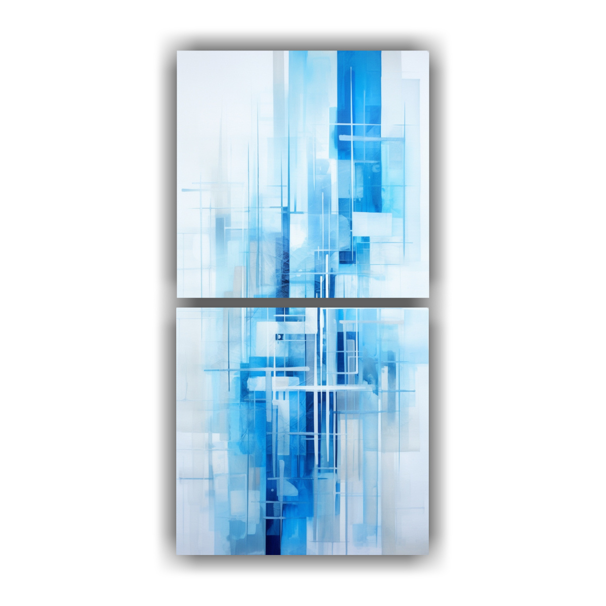 dos-cuadros-espectacular-escenario-abstracto-de-edificios-de-estilo-azul-y-blanco-en-pinturas-de-decoraci-n