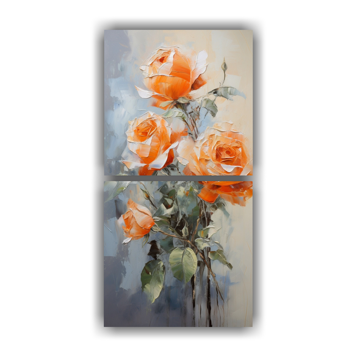 dos-lienzos-de-tela-con-composici-n-resistente-a-la-pintura-de-rosas-naranjas-en-estilo-decorativo