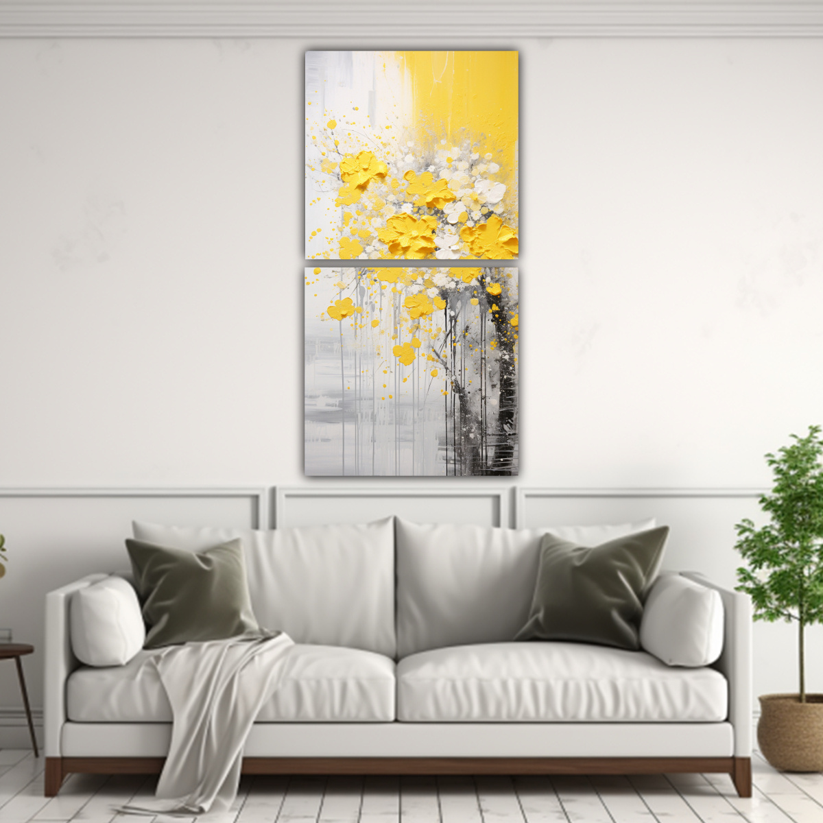 dos-lienzos-de-tela-dibujo-estilo-en-amarillo-y-plata-1