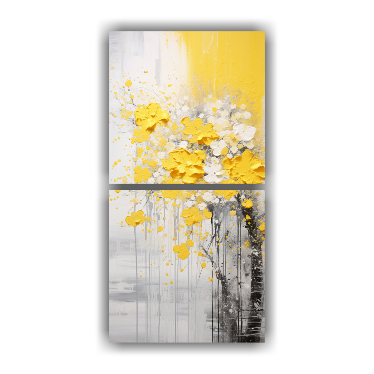 dos-lienzos-de-tela-dibujo-estilo-en-amarillo-y-plata