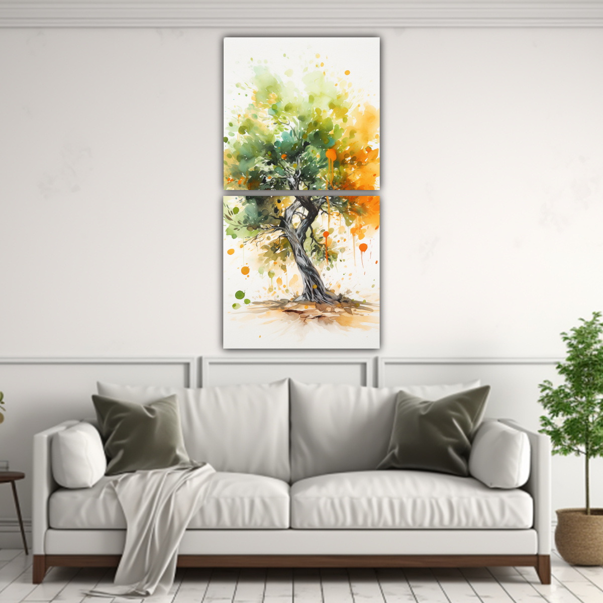 dos-lienzos-mural-espectacular-con-rbol-de-olivo-en-colores-verde-y-naranja-pintura-abstracta-para-decoraci-n-de-pared-1