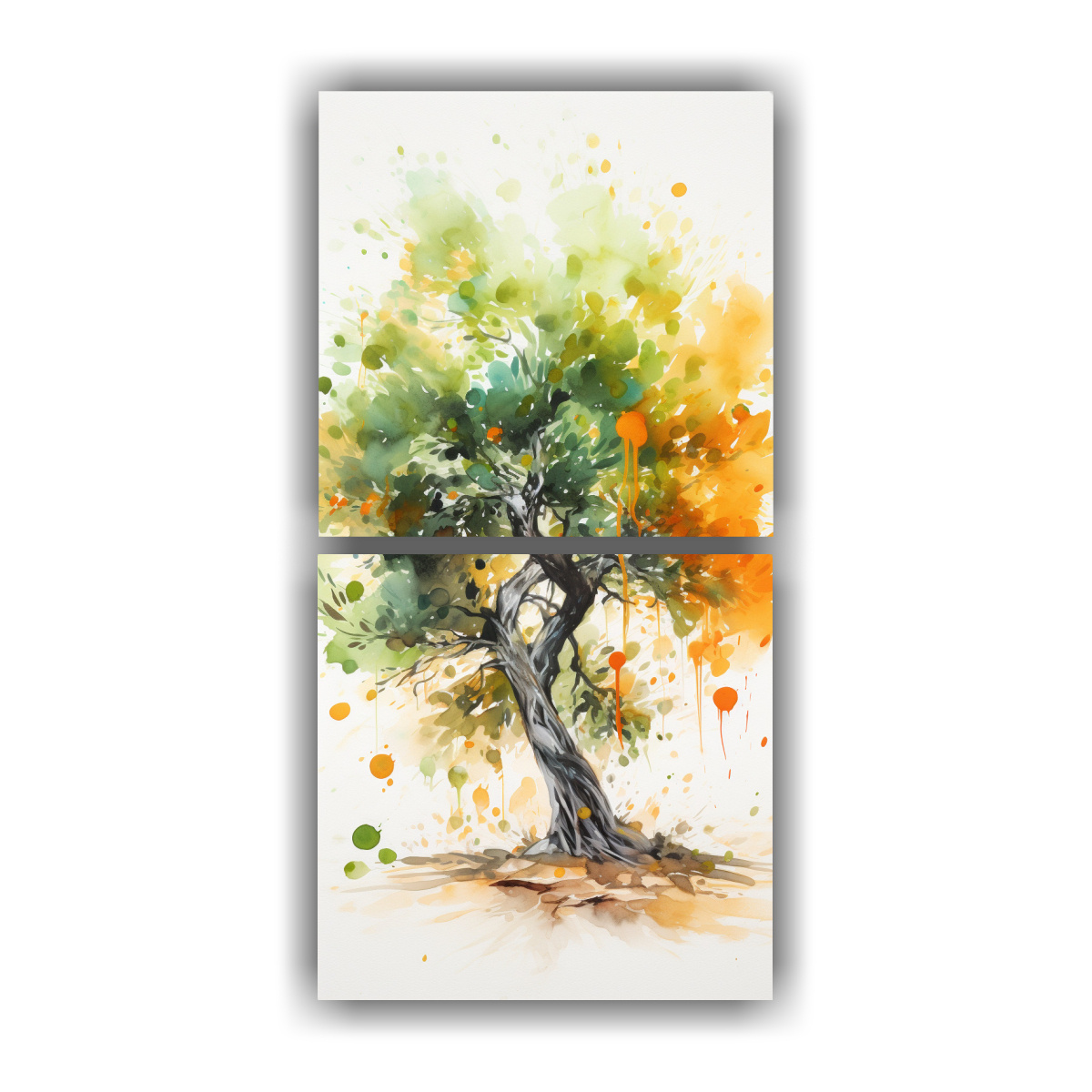 dos-lienzos-mural-espectacular-con-rbol-de-olivo-en-colores-verde-y-naranja-pintura-abstracta-para-decoraci-n-de-pared