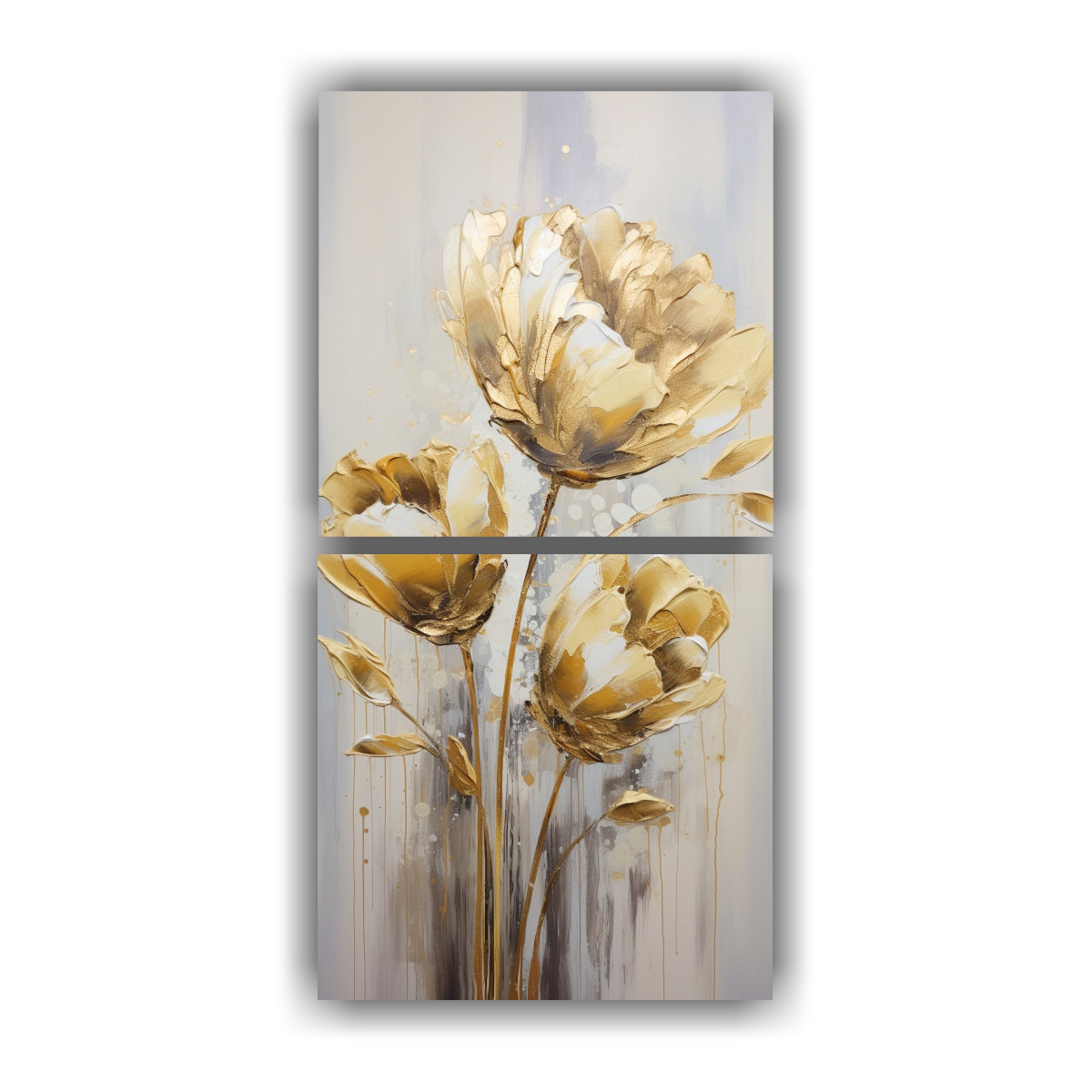 dos-lienzos-venta-adorno-tulipanes-dorados-estilo-pintura-sobre-lienzo