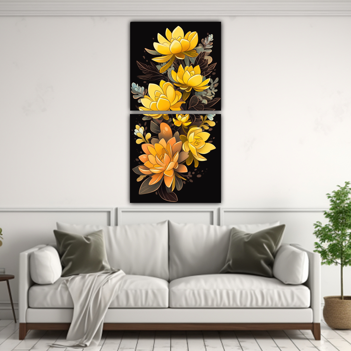 dos-pinturas-de-arte-de-pared-movimiento-street-art-con-suculentas-flores-en-colores-amarillos-y-atmosfera-neonoir-1