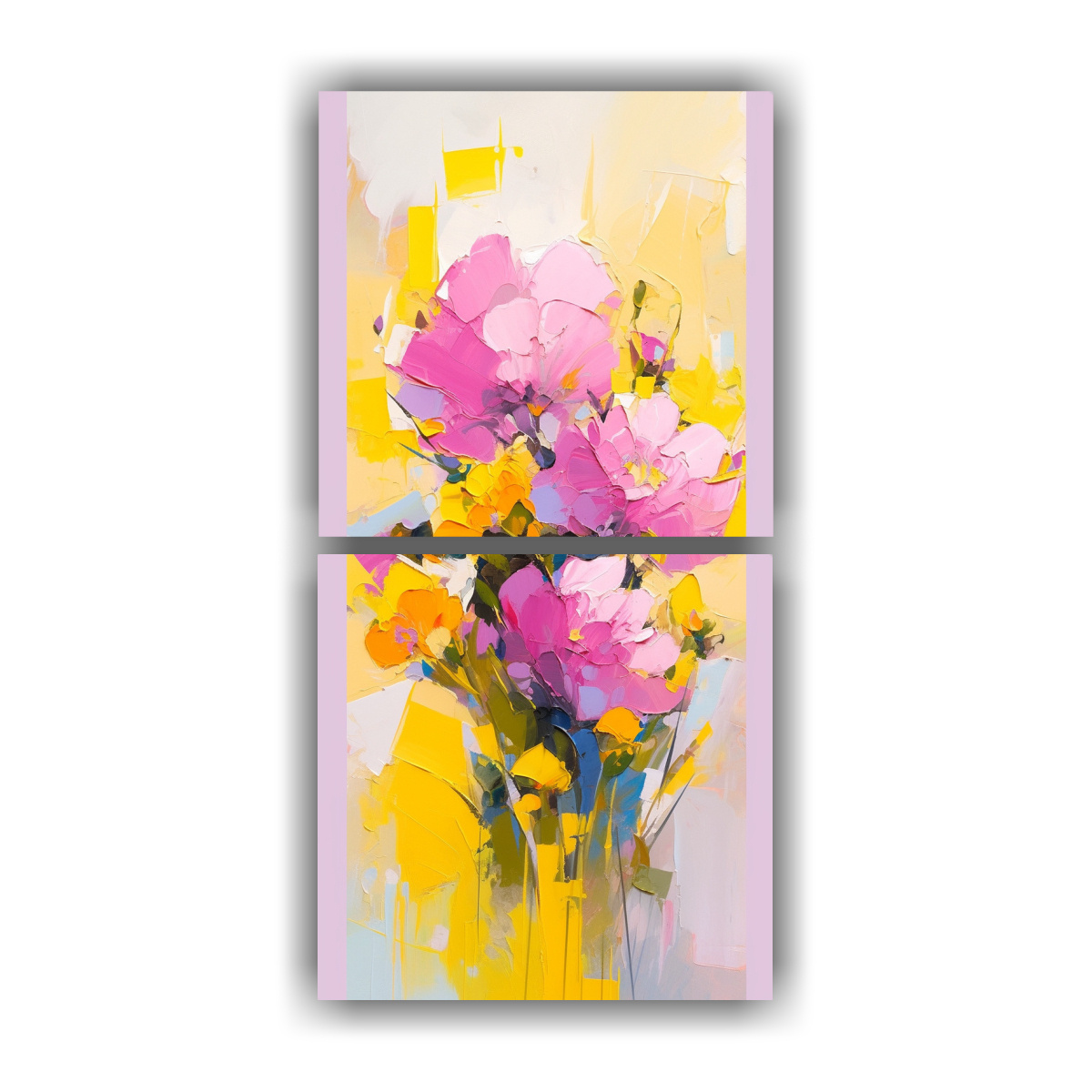 dos-telas-en-bastidor-dibujo-elegancia-en-amarillo-y-magenta-pintura-de-flores-en-lienzo-para-decoraci-n