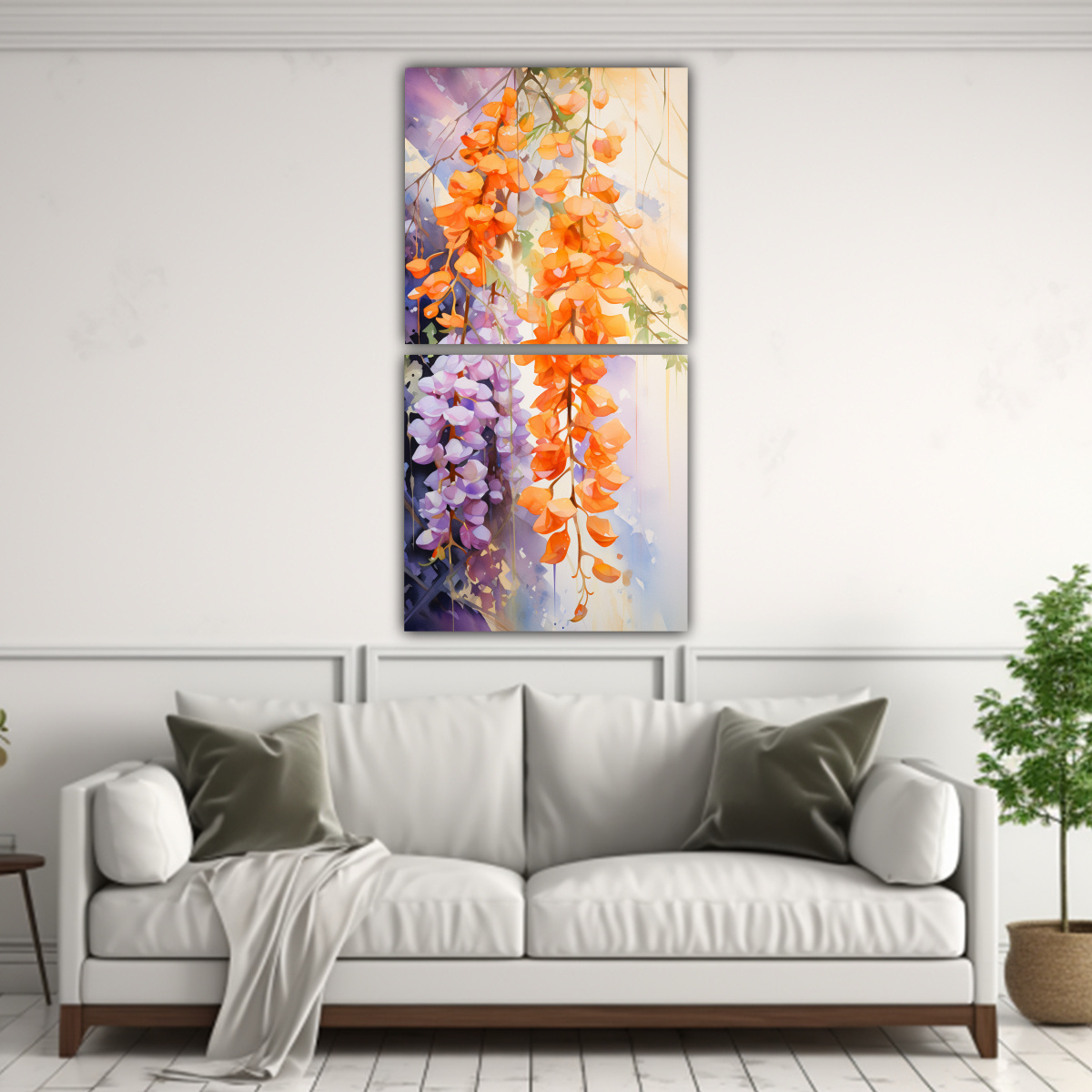 dos-telas-en-bastidor-expresi-n-para-sala-a-flores-de-glicinia-naranjas-y-doradas-pintura-abstracta-1