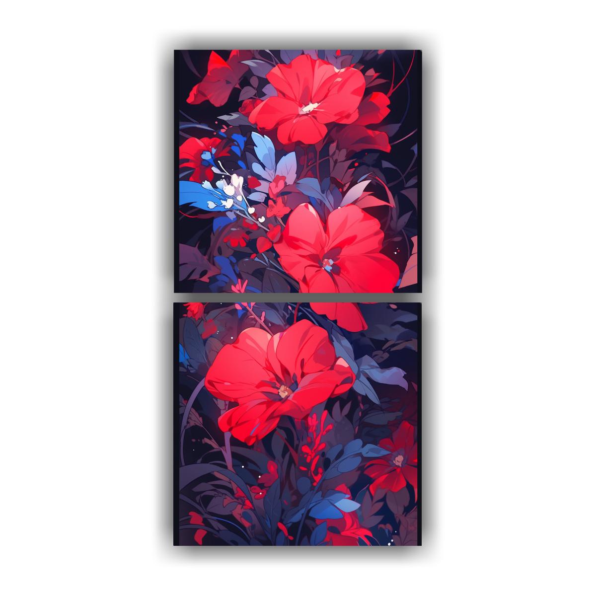 juego-2-arte-de-pared-dibujo-pop-art-rojo-y-azul-neonoir-en-estilo-de-atmosfera-pinturas-de-decoraci-n