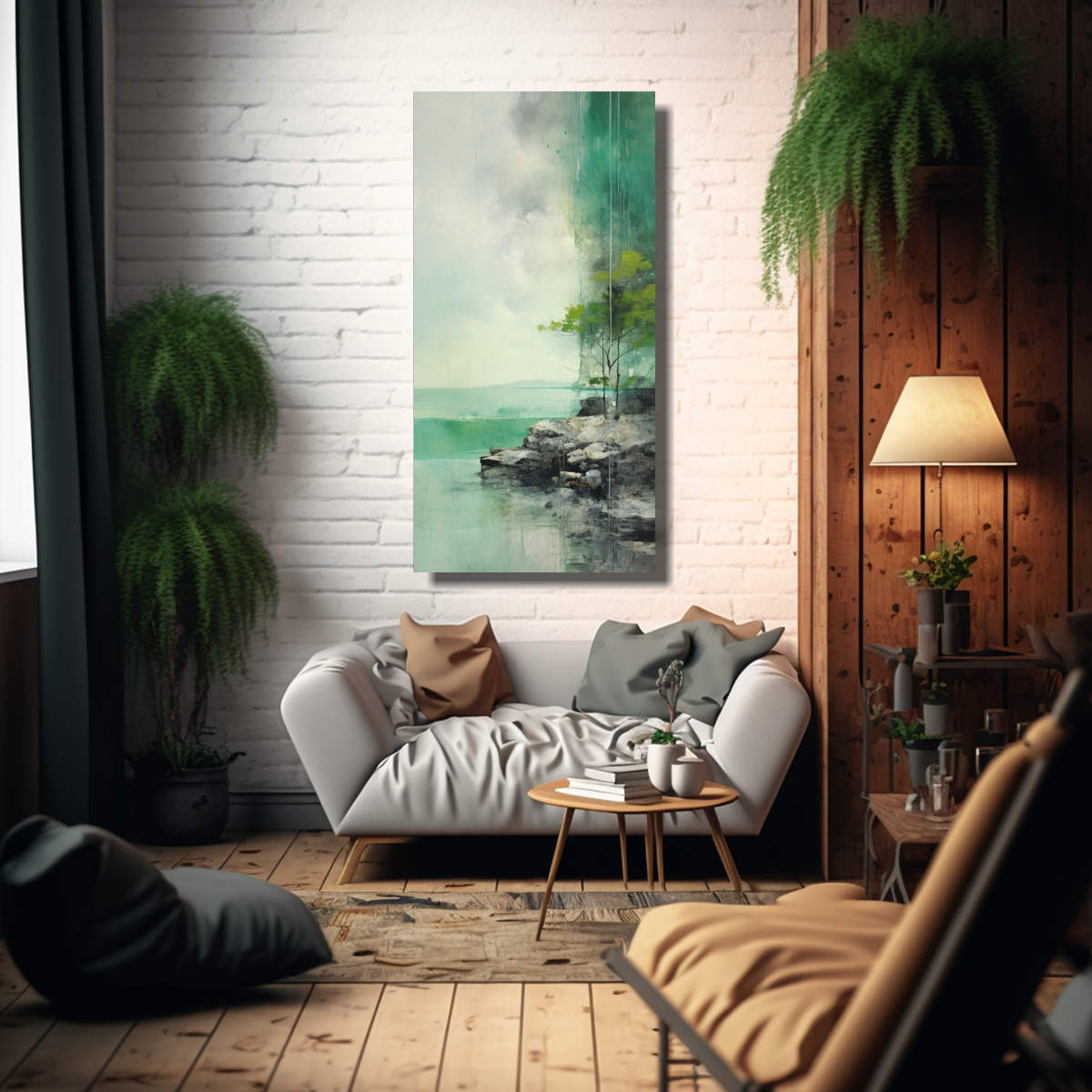 lienzo-de-tela-con-finas-l-neas-escena-en-verde-turquesa-y-acuarela-plateada-1