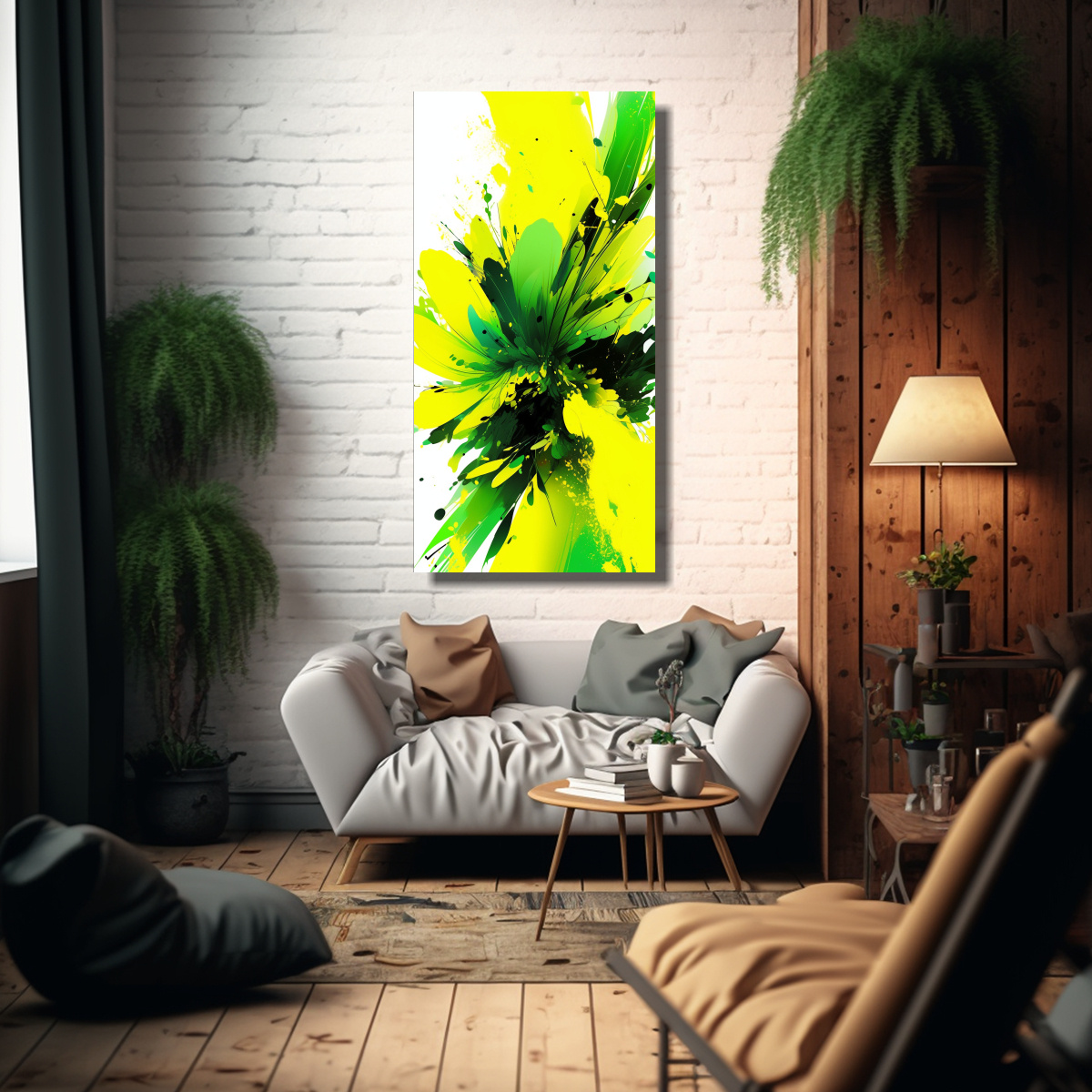 lienzo-decorativo-amarillo-y-verde-estilo-neonoir-atmosfera-combinada-1