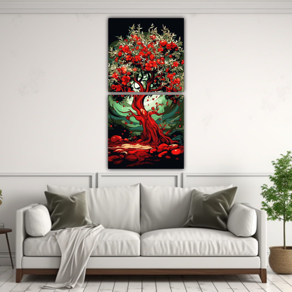 lienzos-de-tela-dise-o-nico-de-un-olivo-en-verde-y-rojo-con-atm-sfera-neonoir-1