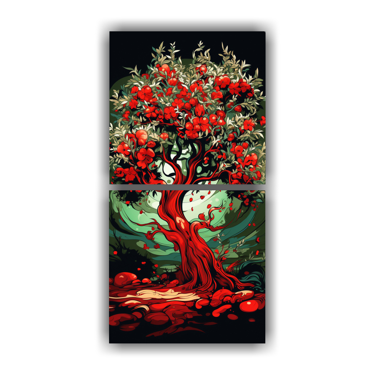 lienzos-de-tela-dise-o-nico-de-un-olivo-en-verde-y-rojo-con-atm-sfera-neonoir