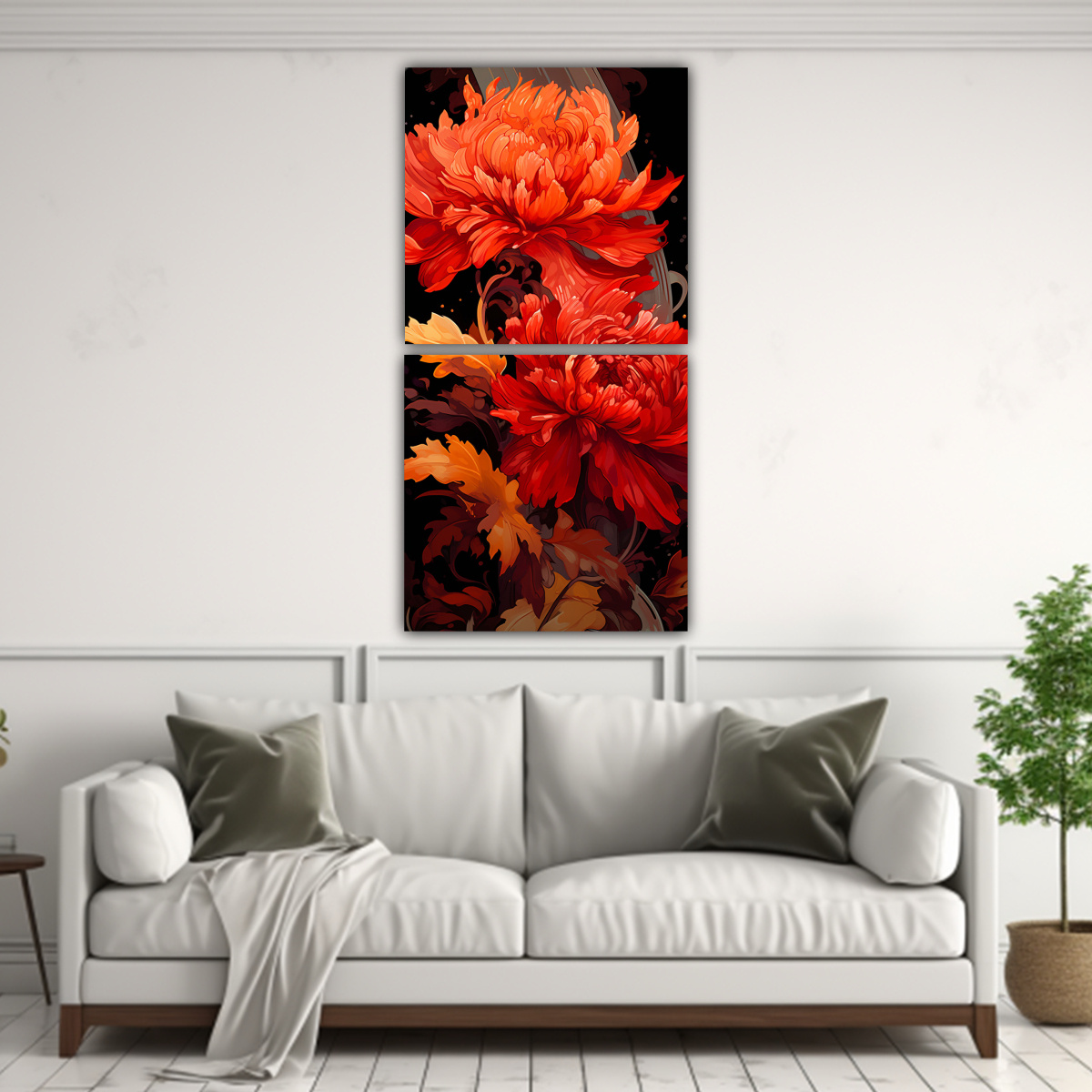 lienzos-de-tela-imagen-intenso-marigold-herbs-en-rojo-y-dorado-neonoir-1