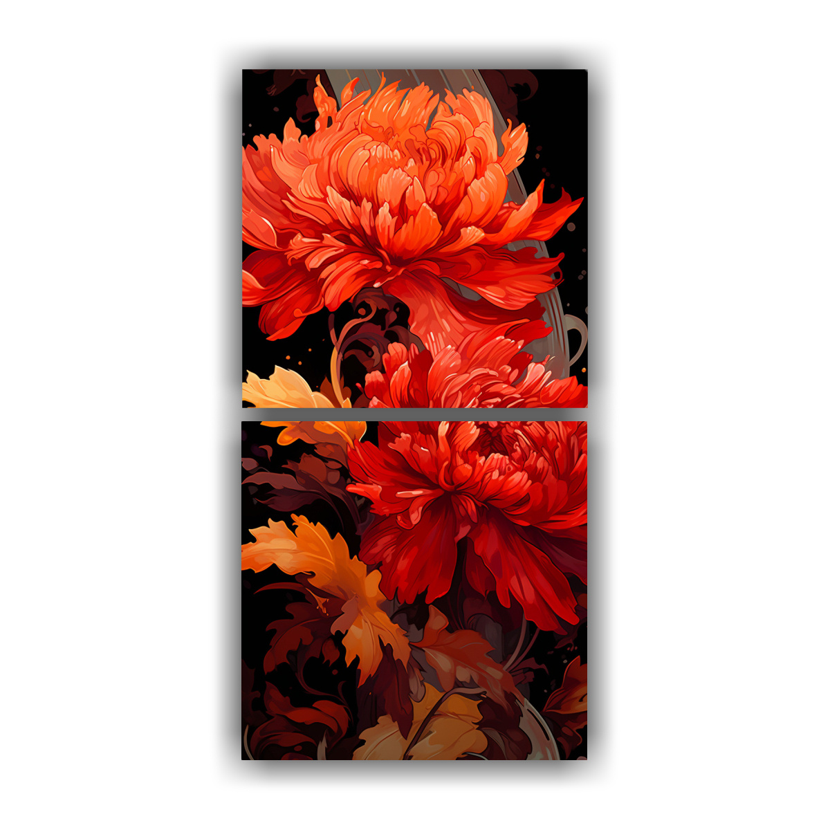 lienzos-de-tela-imagen-intenso-marigold-herbs-en-rojo-y-dorado-neonoir