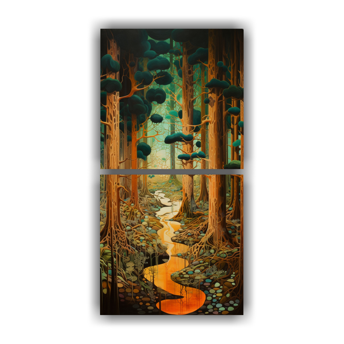 lienzos-decoraci-n-espacio-abstracto-viaje-por-capas-de-un-bosque-frondoso-