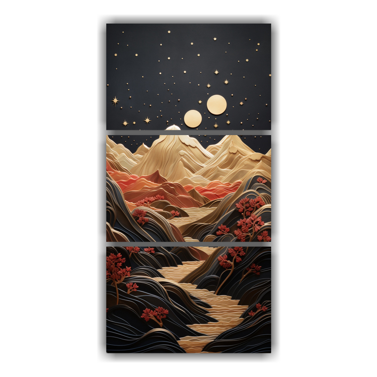 paisaje-de-monta-a-elegante-en-tres-lienzos-de-tela-