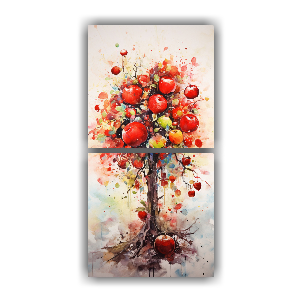 pintura-abstracta-acuarela-rbol-frutal-rojo-cocina