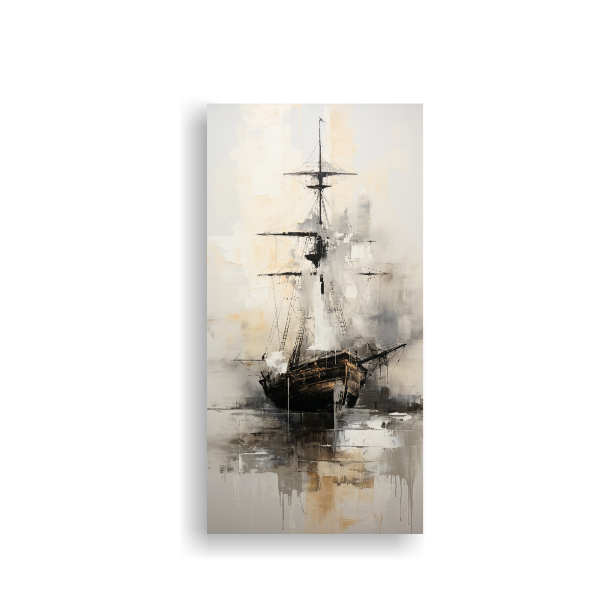 pintura-abstracta-cl-sica-de-arte-barco-en-blanco-y-negro