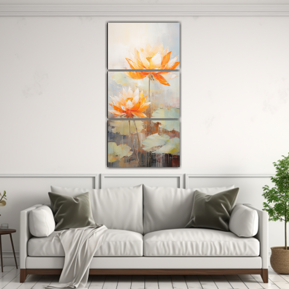 pintura-abstracta-de-loto-naranja-en-lienzo-rectangular-1