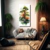 pintura-abstracta-de-rbol-bons-i-de-pino-en-colores-verde-y-naranja-en-canva-1