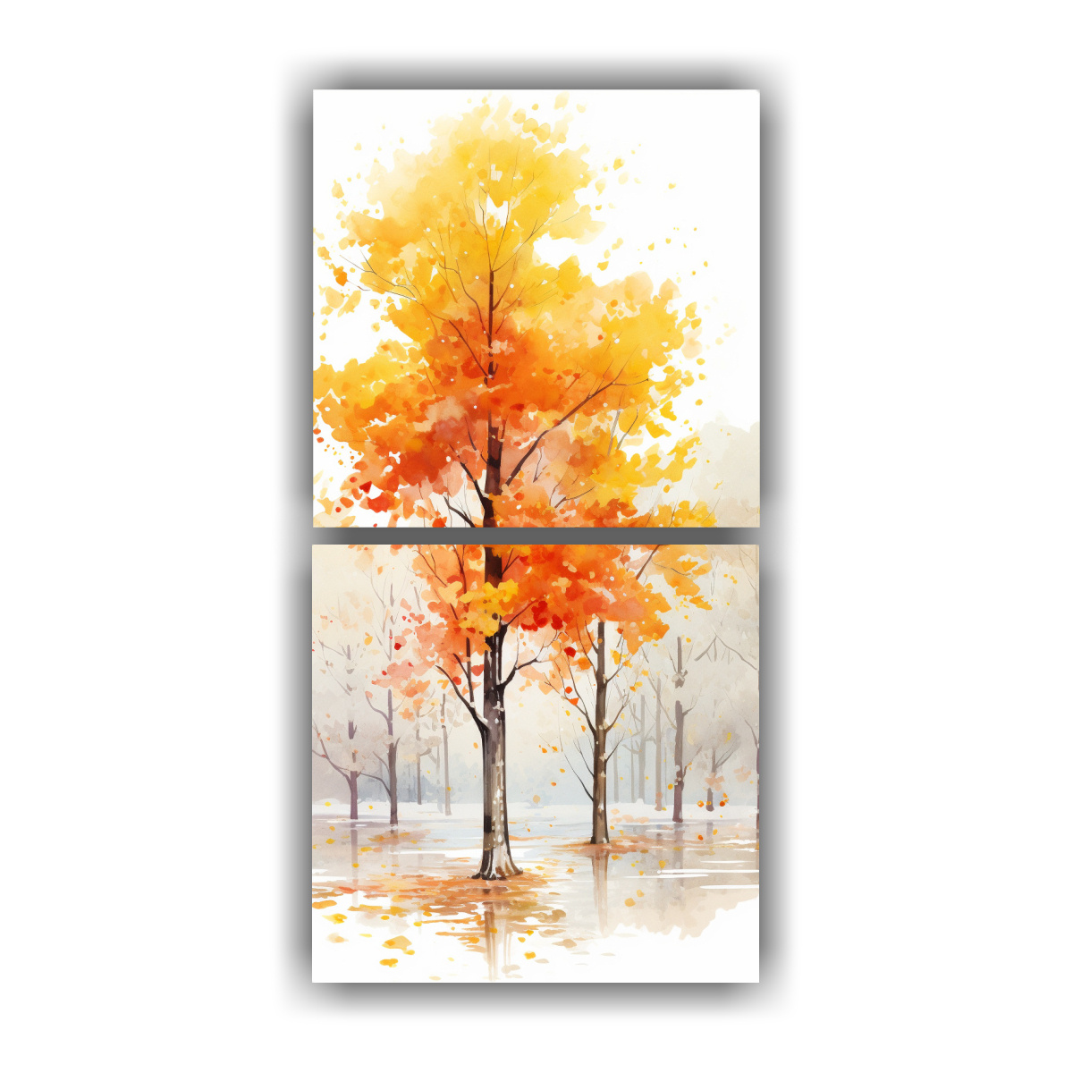 pintura-abstracta-de-rboles-de-arce-con-colores-amarillo-y-rojo-en-composici-n-equilibrada-en-dos-lienzos