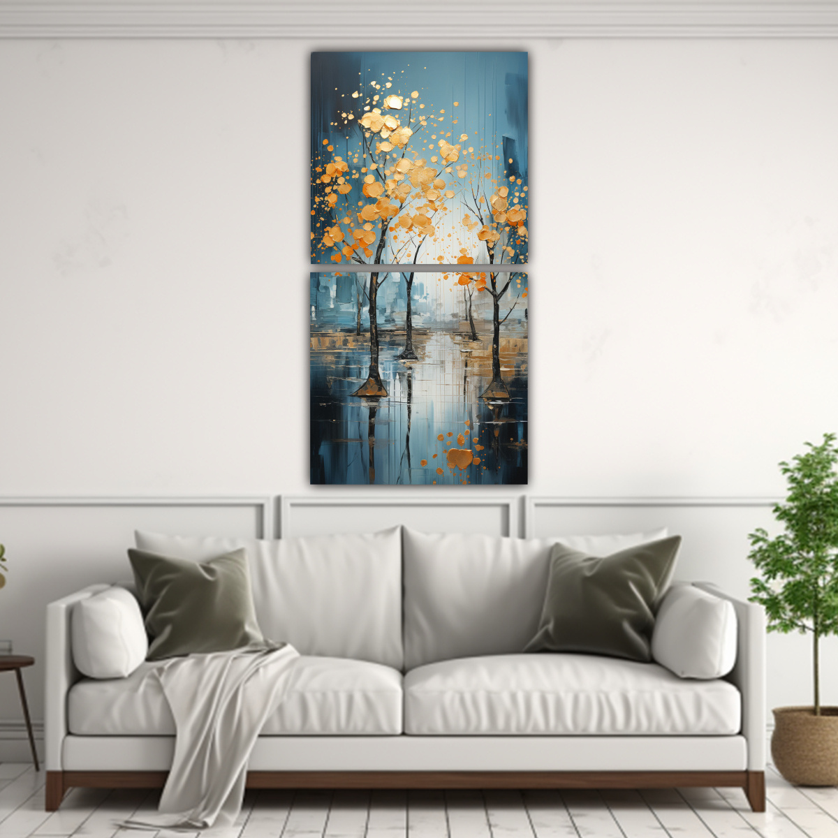 pintura-abstracta-de-rboles-en-plata-y-oro-con-dos-pantallas-en-bastidor-1