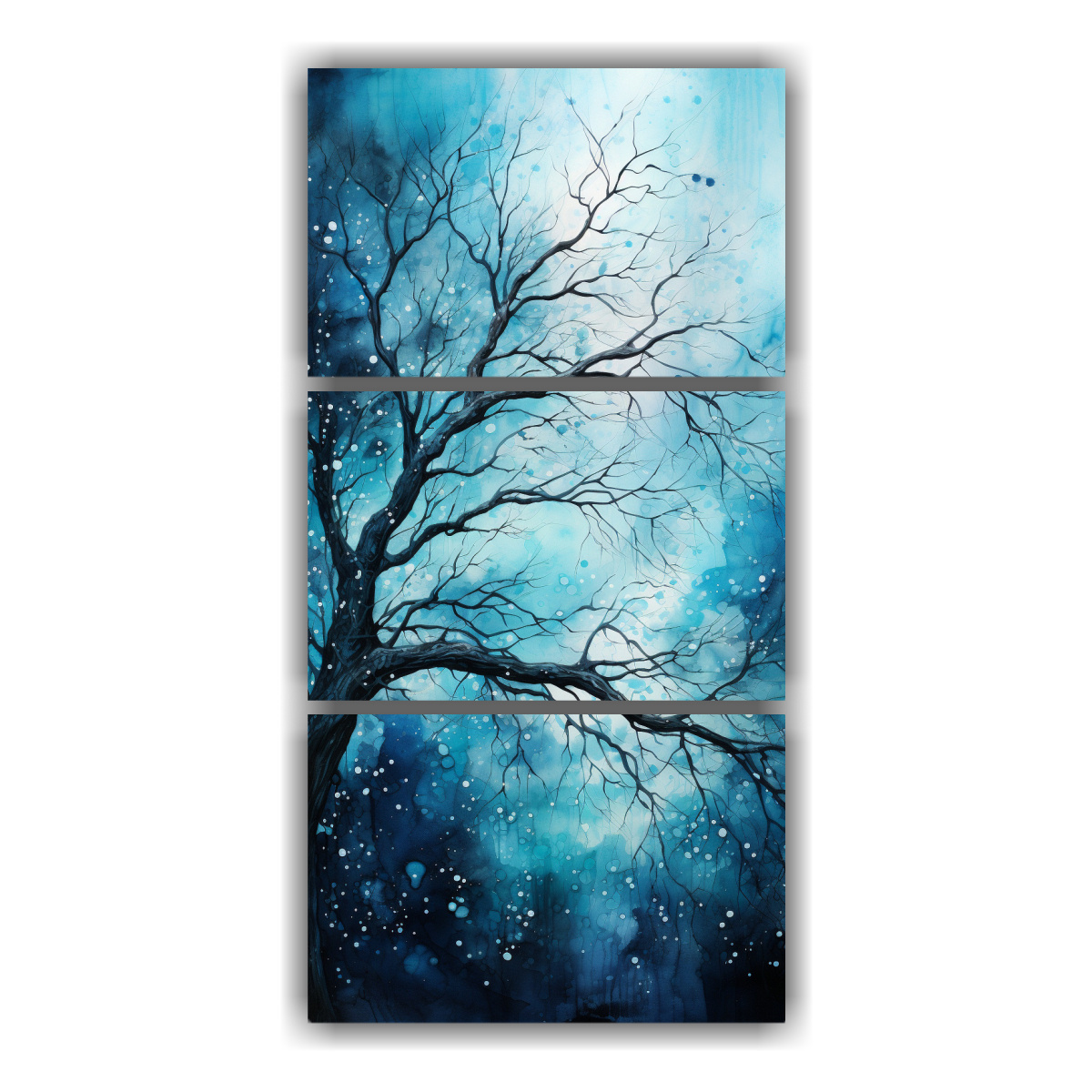 Pintura Abstracta De Roble Turquesa Y Negro Con Profundidad