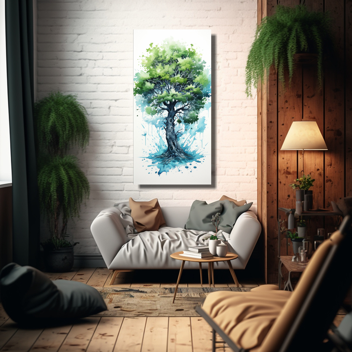 pintura-abstracta-de-un-bonito-rbol-de-roble-en-colores-turquesa-y-negro-para-decoraci-n-de-arte-de-pared-1