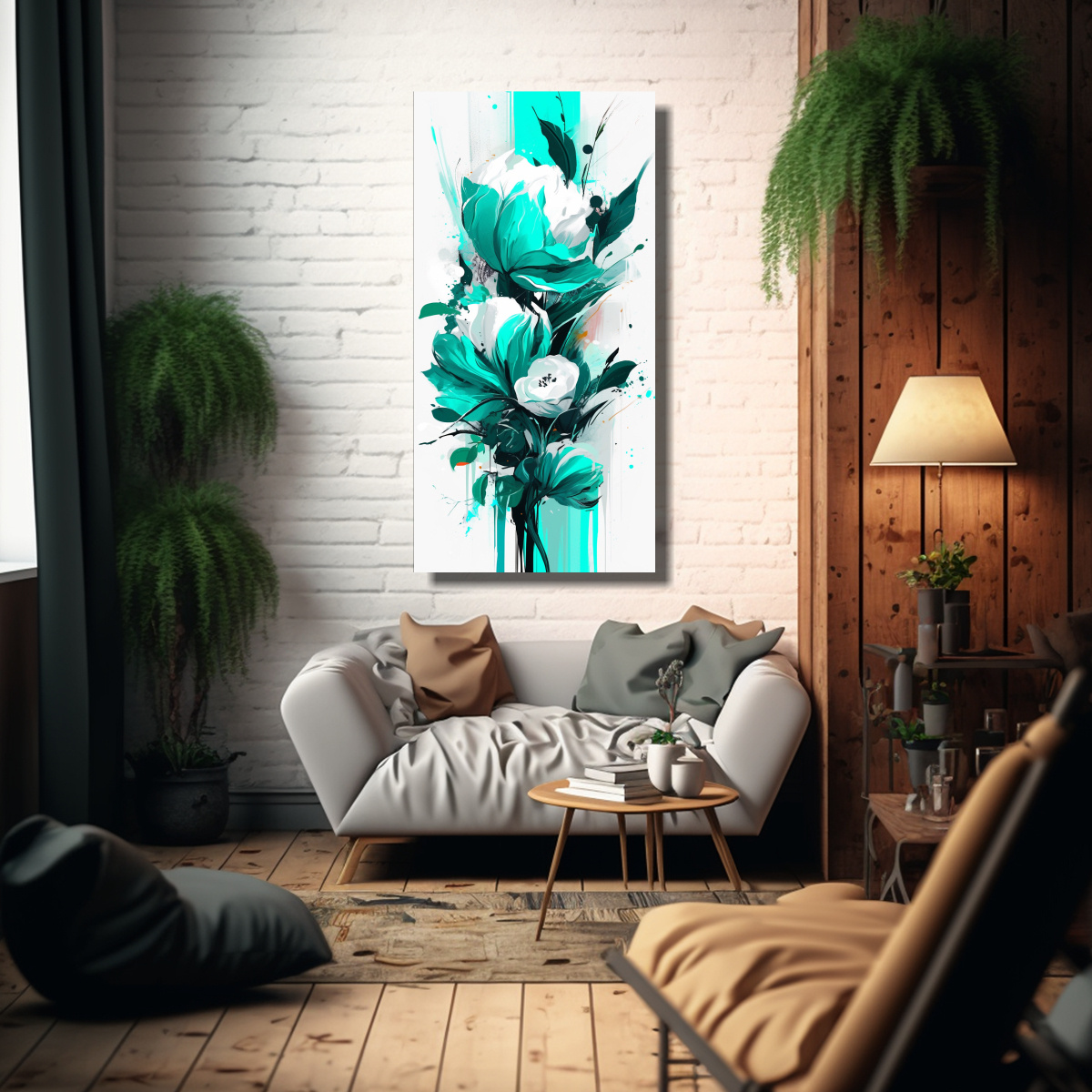 pintura-abstracta-en-bastidor-blanco-y-turquesa-con-atm-sfera-neonoir-1