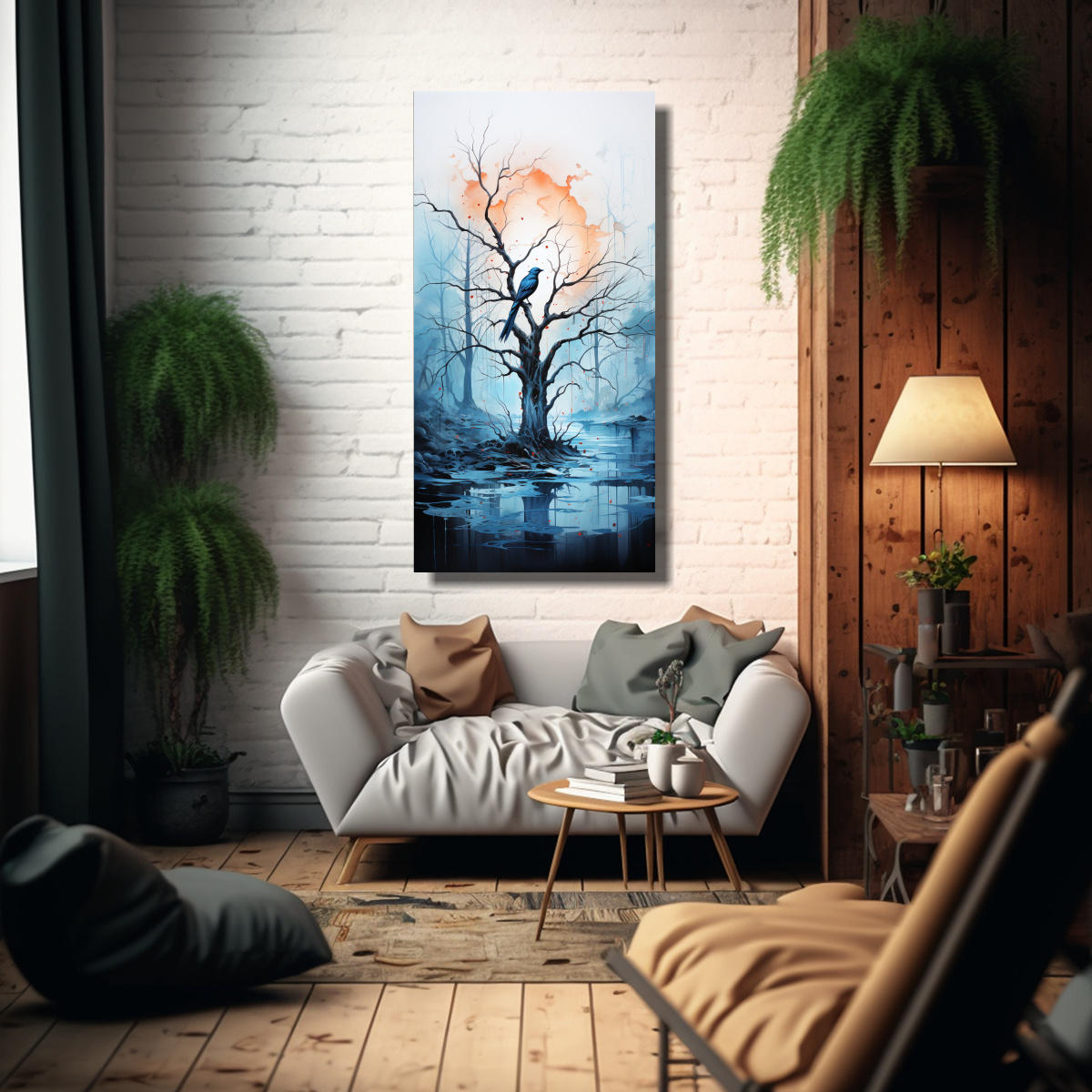 pintura-abstracta-exclusiva-de-rbol-de-lamo-turquesa-y-negro-1