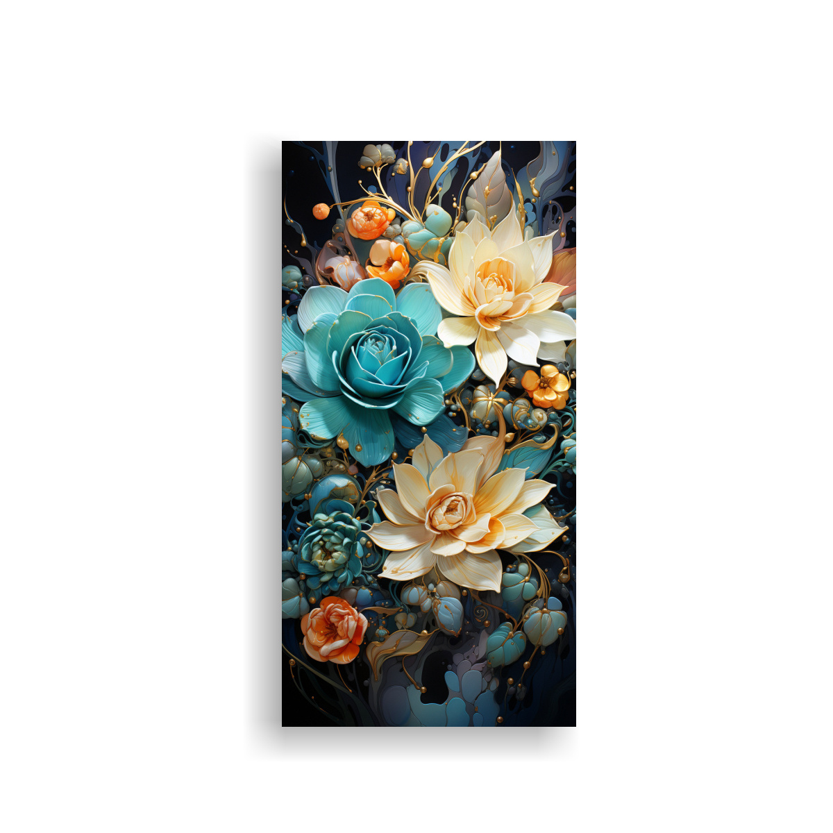 pintura-abstracta-finas-l-neas-suculentas-en-colores-turquesa-y-dorado