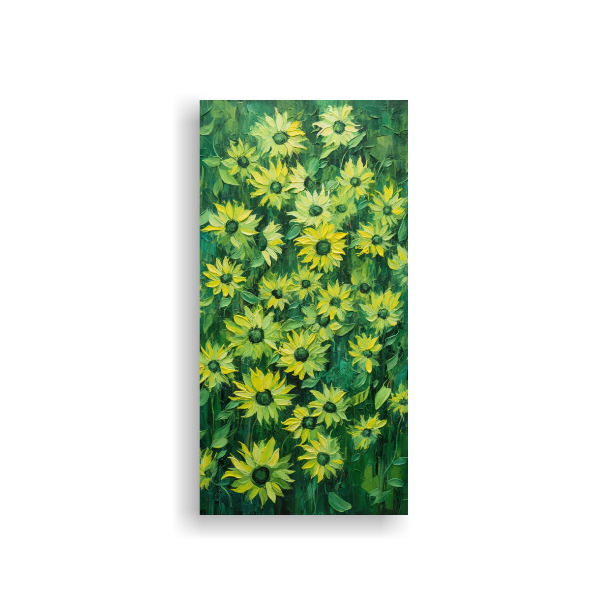 pintura-abstracta-floral-de-girasoles-verdes-en-lienzo-al-estilo-decorativo