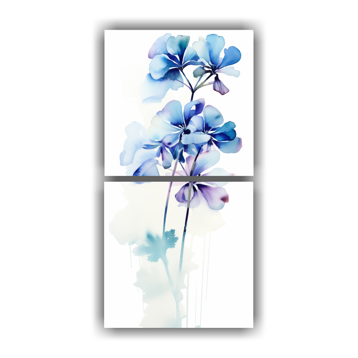 pintura-abstracta-flores-geranio-blanco-y-azul-decorativa