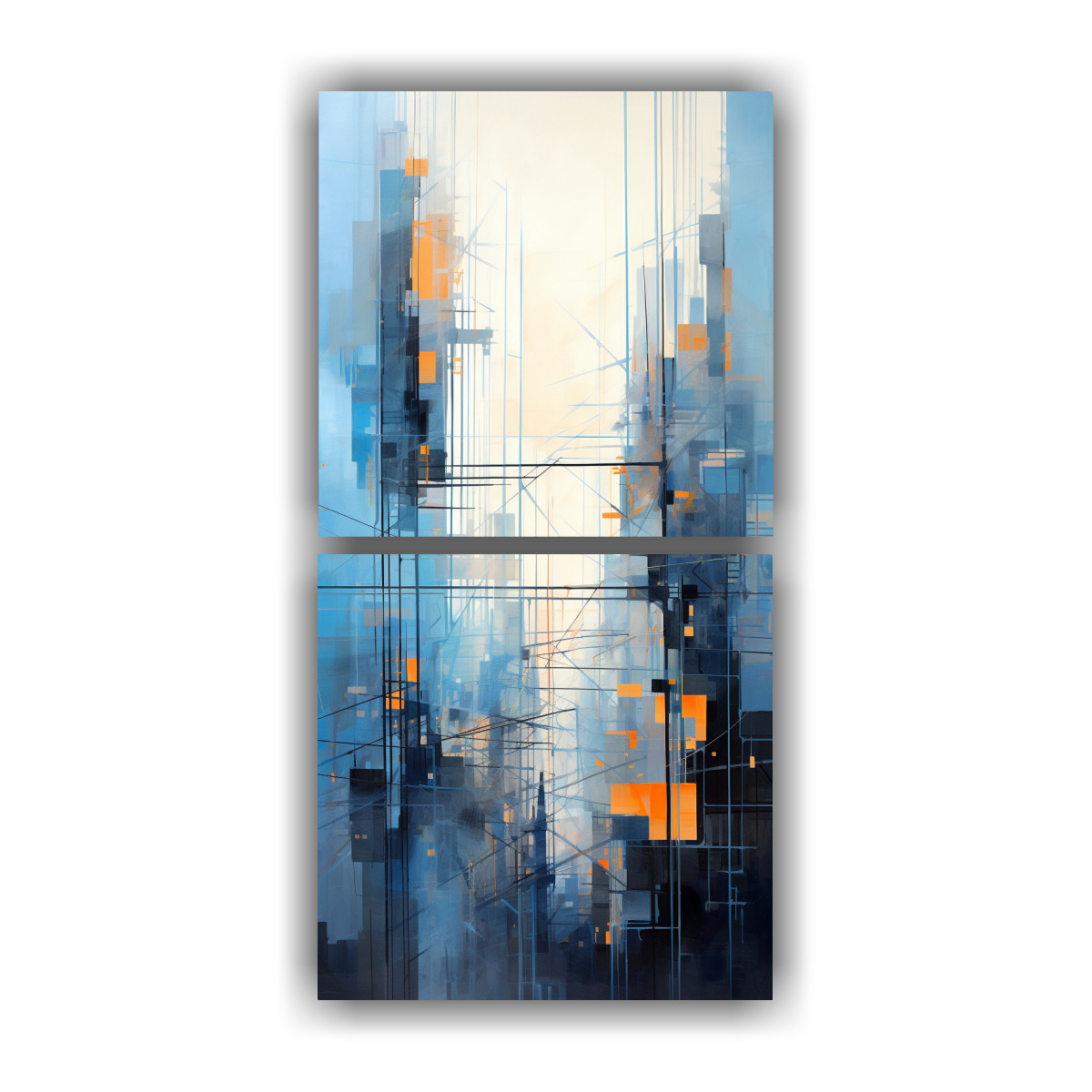 pintura-abstracta-relieve-ciudad-en-azul-y-naranja