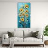pintura-acuarela-girasoles-turquesa-en-lienzo-1