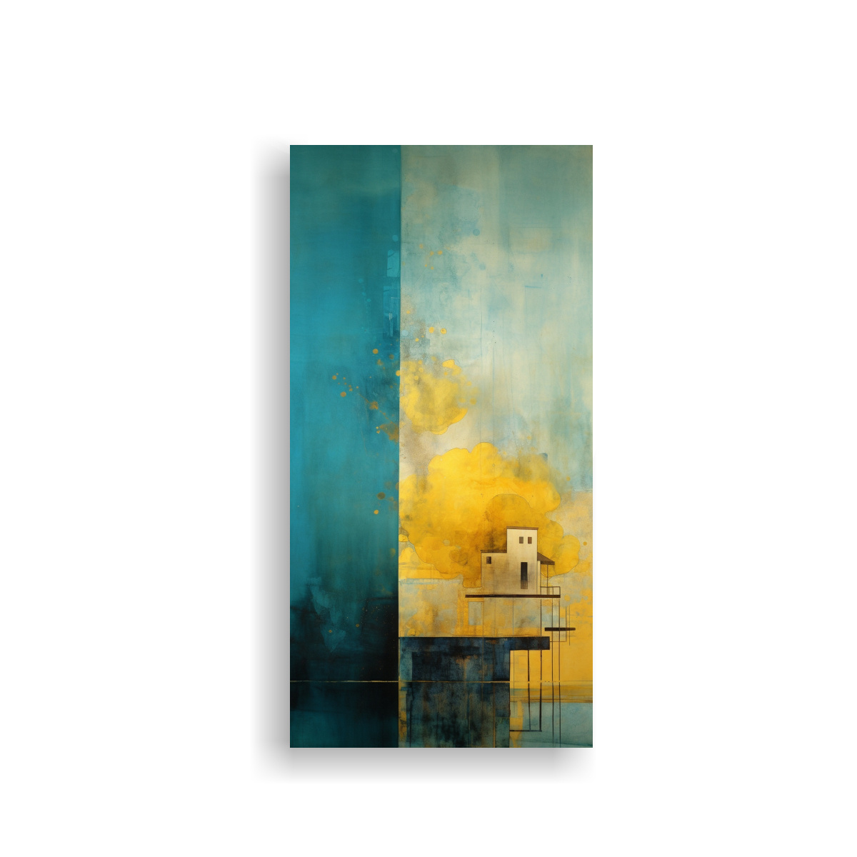 pintura-arte-finas-l-neas-para-sala-de-color-amarillo-turquesa-y-dorado-