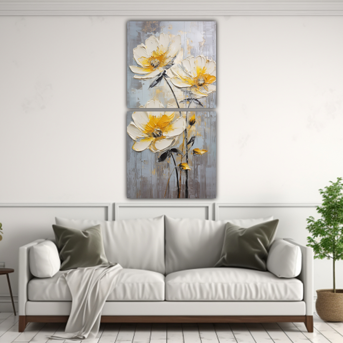 pintura-conceptual-original-amarillo-y-plata-de-flores-en-lienzo-para-decoraci-n-1