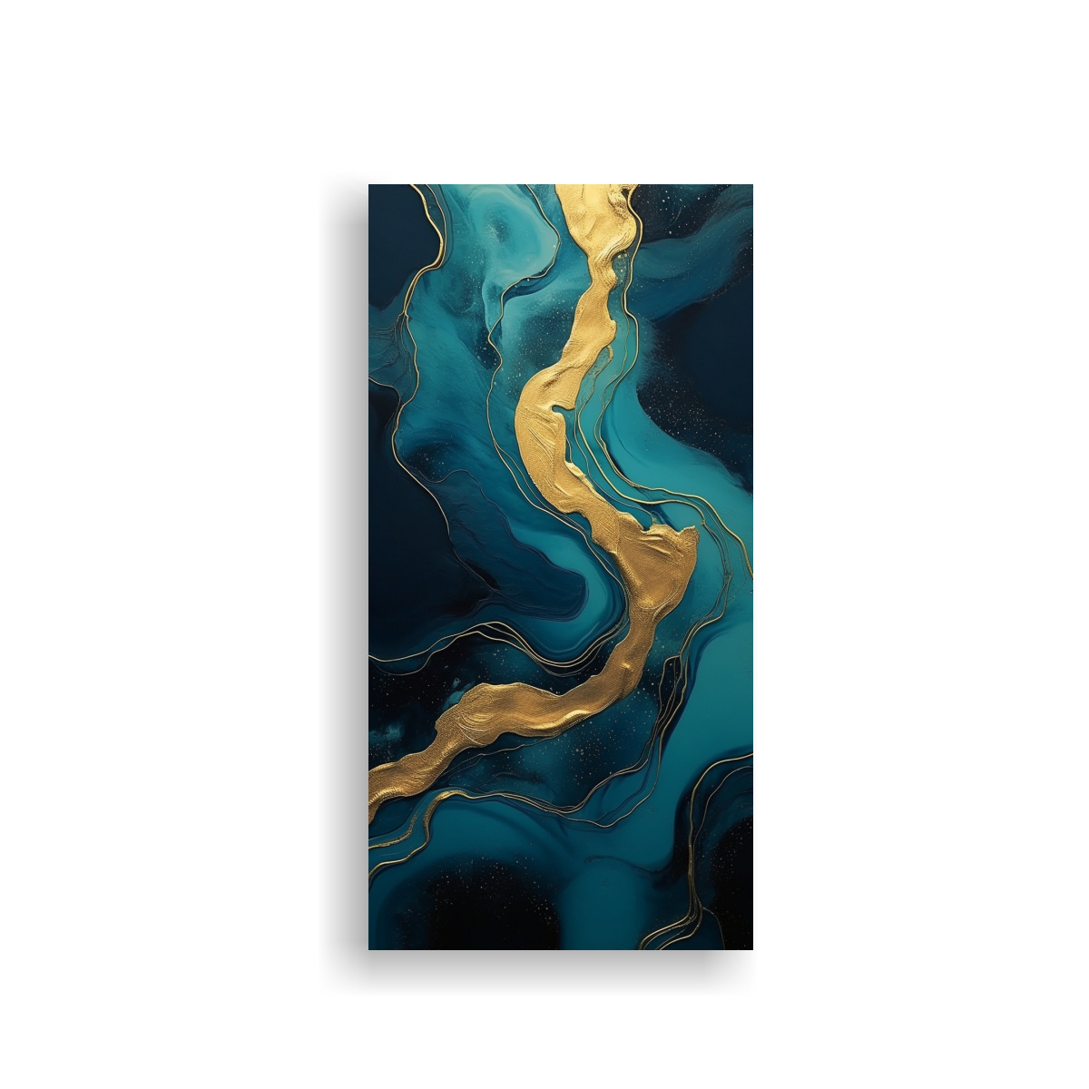 pintura-cuadro-exclusiva-con-azules-dorados-y-remolinos-negros