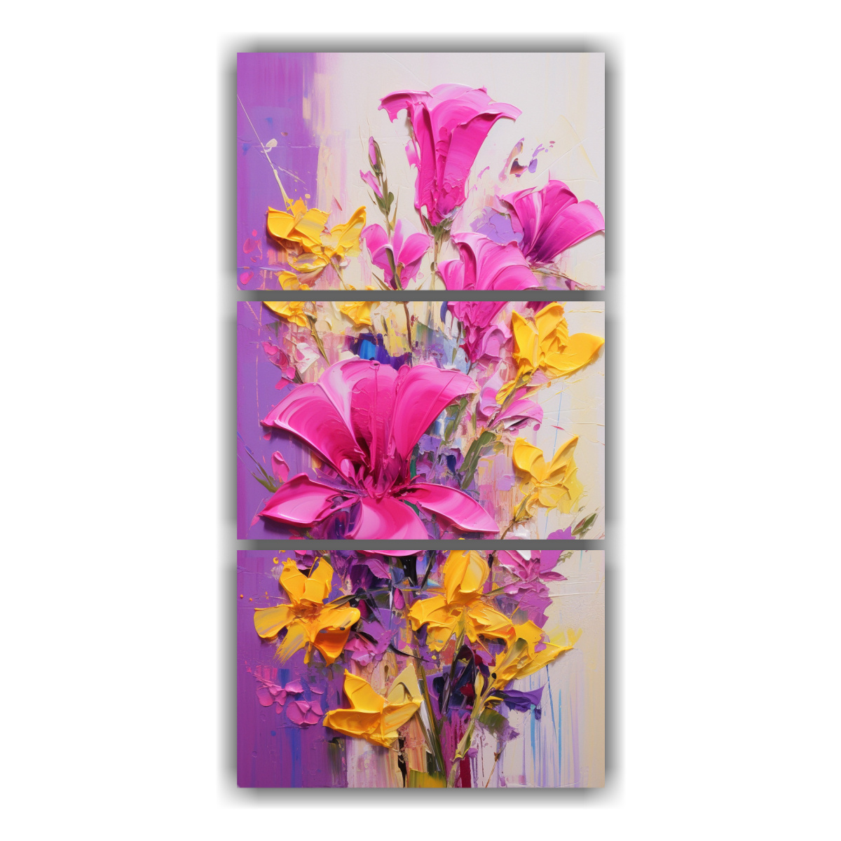 pintura-de-flores-amarillas-y-magentas-en-lienzo-set-3-composiciones